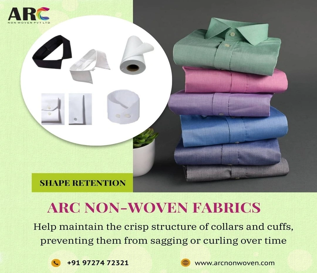 Shape retention non-woven interlining for maintaining crisp shirt collars